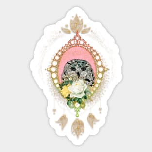 Elegant owl head with flowers Sticker